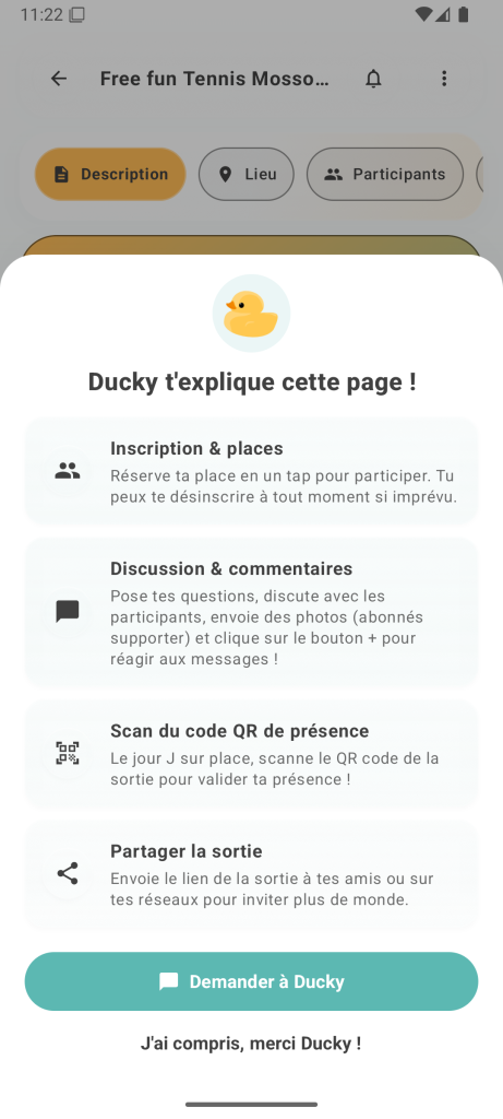 Guide interactif Ducky dans YepnGo 4 sur Android