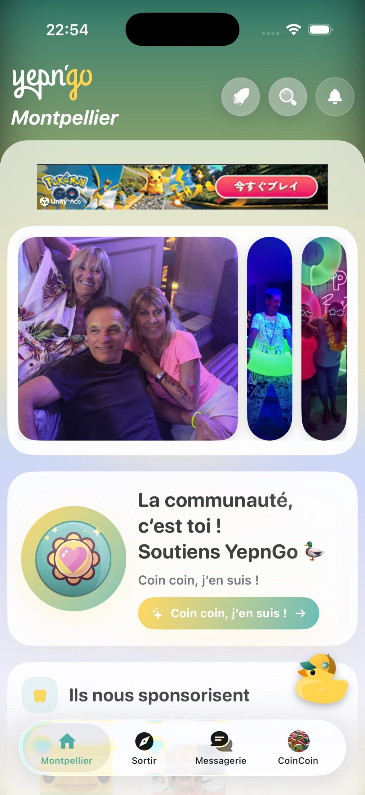 Écran d’accueil de YepnGo 4 sur iOS