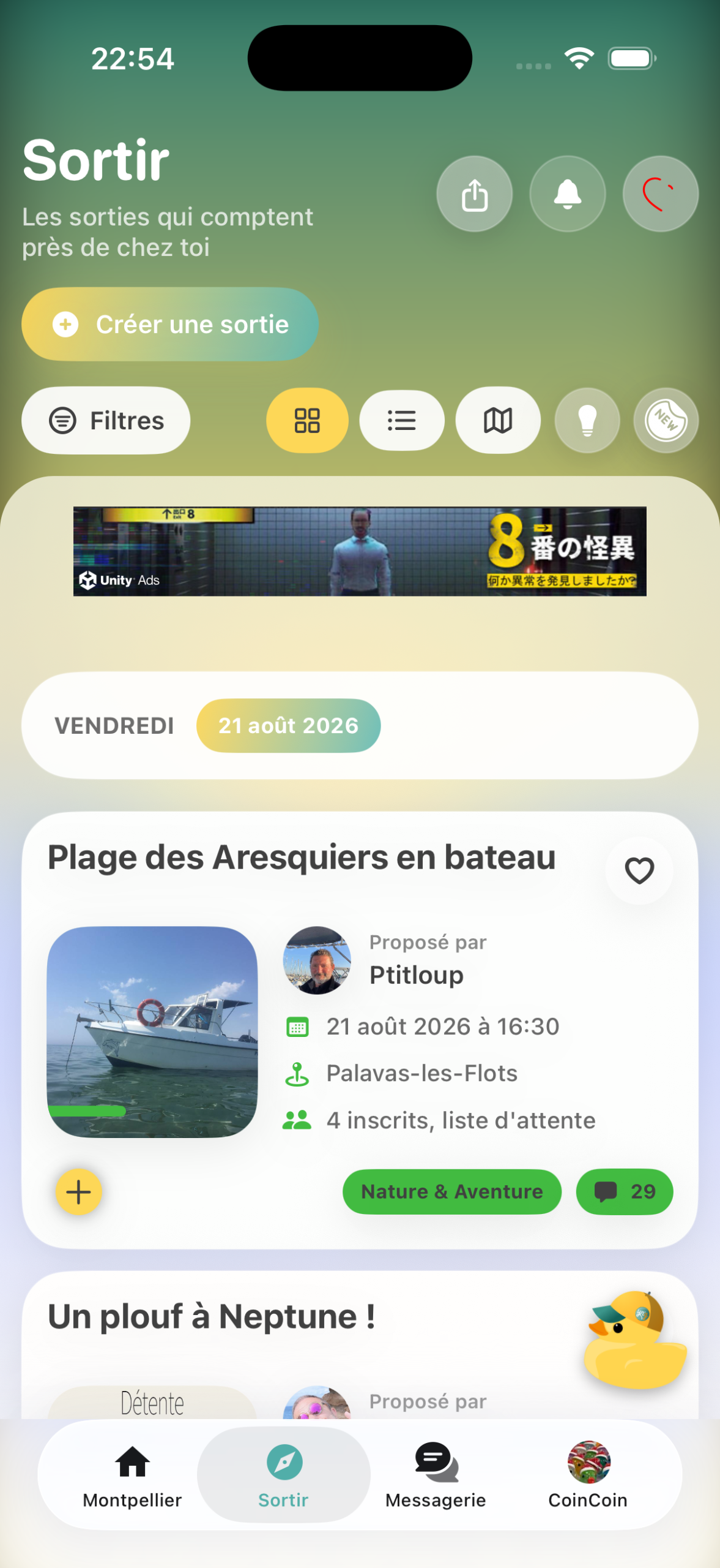Découverte des sorties dans YepnGo 4 sur iOS